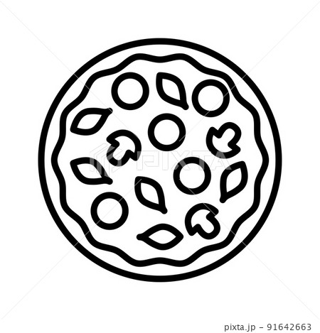 Pizza icon. Pizzeria. Fast food symbol. Pictogram isolated on a white background. 91642663