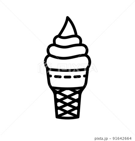 Ice cream in waffle cup icon. Sorbet dessert. Pictogram isolated on a white background. 91642664