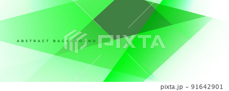 Abstract modern green and white wide banner with geometric shapes. Light green abstract background. 91642901