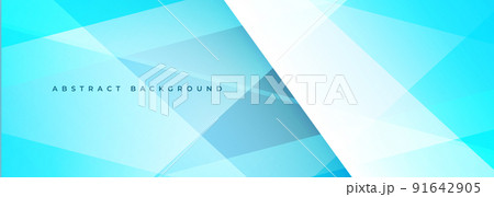 Abstract modern wide blue banner with geometric shapes. Light blue abstract background. 91642905