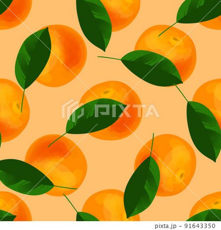 Seamless pattern with illustration of oranges and Seamless pattern with illustration of oranges and 91643350