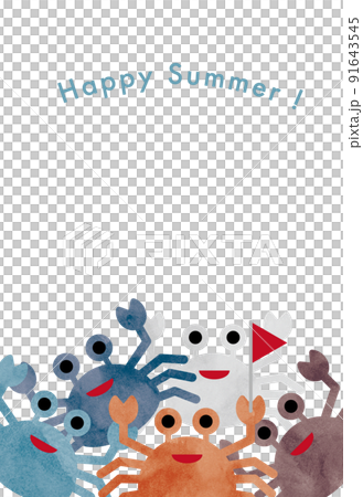 Summer sea creatures: crab summer greeting card (vertical) Summer sea creatures: crab summer greeting card (vertical) 91643545