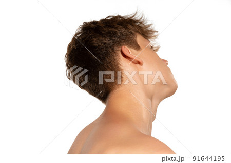 Young handsome boy, teen with well-kept skin isolated on white studio background. Concept of teenage skin care, health, cosmetics for problem skin, youth Young handsome boy, teen with well-kept skin isolated on white studio background. Concept of teenage skin care, health, cosmetics for problem skin, youth 91644195