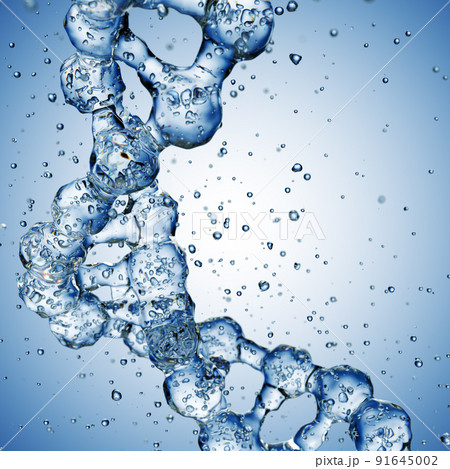 Splashes of water shaped of a DNA molecule. 3d render 91645002