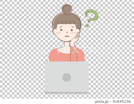 一個女人受到個人電腦操作的困擾 一個女人受到個人電腦操作的困擾 91645236