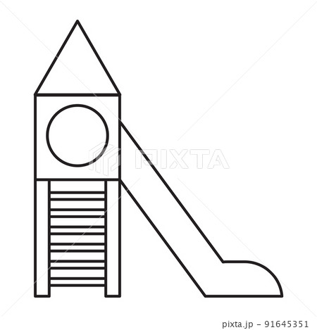 playground slide icon. Outline vector symbol isolated on white background playground slide icon. Outline vector symbol isolated on white background 91645351