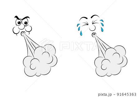 Blowing character expression. Cartoon clip art illustration isolated on white. Blowing character expression. Cartoon clip art illustration isolated on white. 91645363