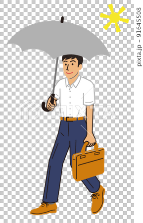 一個拿著陽傘以酷商務風格通勤上班的商人 91645508