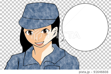 堅強的女孩（迷彩制服）的插圖 91646608