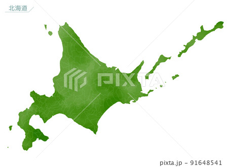 水彩風の地図　北海道