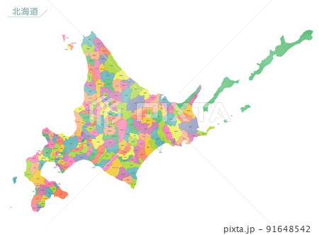 水彩風の地図　北海道 91648542