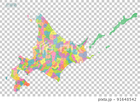 水彩風の地図　北海道 91648542