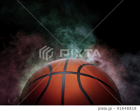basketball on the color smoke background basketball on the color smoke background 91648816