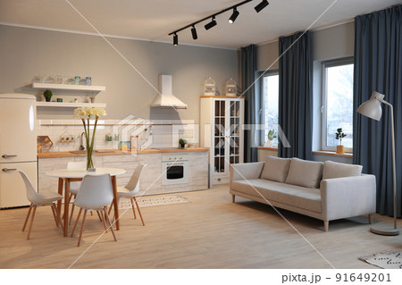 Modern kitchen interior with new stylish furniture Modern kitchen interior with new stylish furniture 91649201