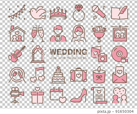 婚禮彩色圖標集 91650304