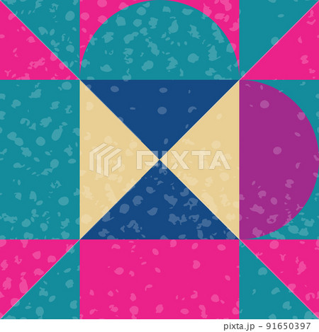 Abstract seamless pattern with geometric shapes. Squares triangles and semicircles vintage background Abstract seamless pattern with geometric shapes. Squares triangles and semicircles vintage background 91650397