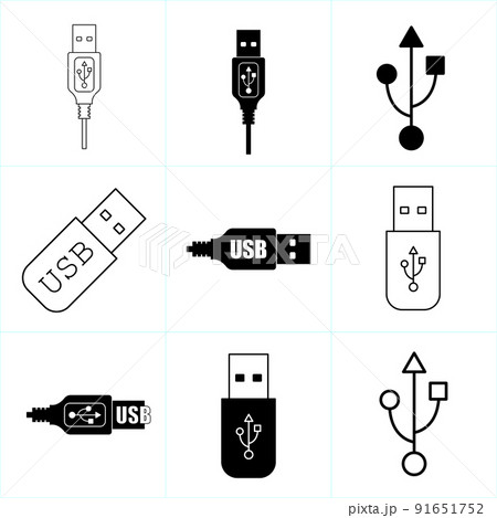 Usb icons set vector vectors Cut Out Stock Images & Pictures - Alamy