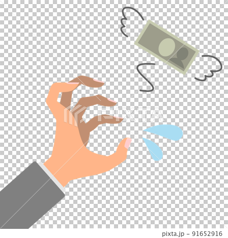 Money flying from the hands of office workers 91652916