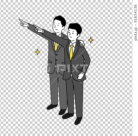 笑顔の上司と部下、ビジネスのイラスト、ベクター 91654136