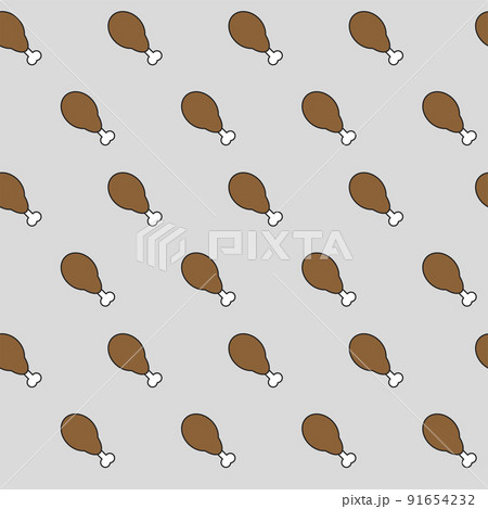 Crispy fried chicken seamless pattern, vector repeat wallpaper 91654232