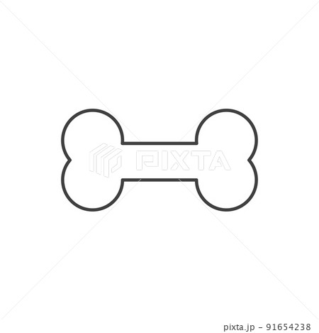 Dog bone shape. Outline cartoon and flat style sign. Vector on white Dog bone shape. Outline cartoon and flat style sign. Vector on white 91654238