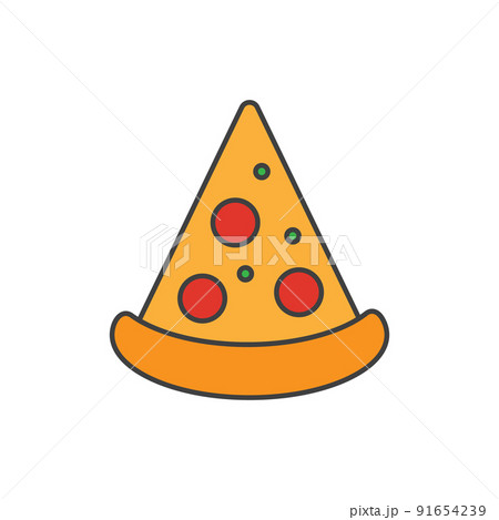 Pizza slice icon vector. Simple cartoon icon on white Pizza slice icon vector. Simple cartoon icon on white 91654239
