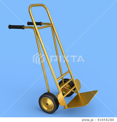 Empty hand truck or dolly for delivery and carrying isolated on blue background 91656280
