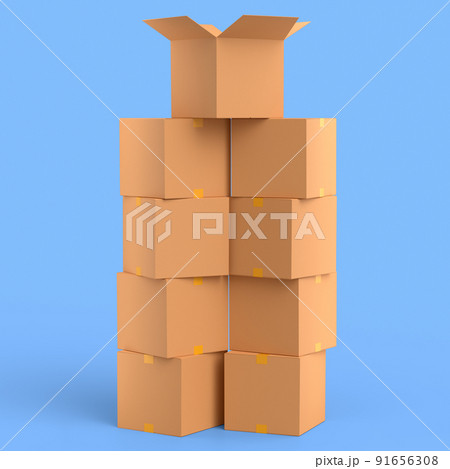 Cardboard box or carton on blue background, carrying parcel and online shopping Cardboard box or carton on blue background, carrying parcel and online shopping 91656308