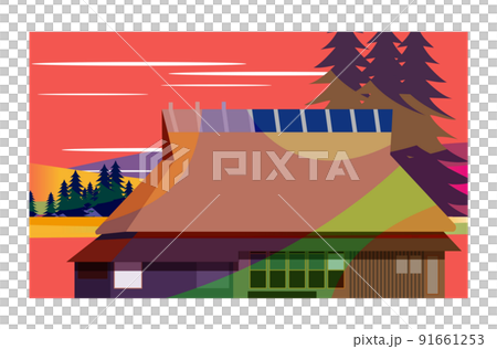 日本の美しい四季を織りなす古民家と合掌作り。 背景としても壁紙としてもご利用ください。 91661253