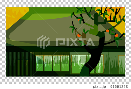 Making a gassho with an old folk house that weaves the beautiful four seasons of Japan. Please use it as a background or wallpaper. 91661258