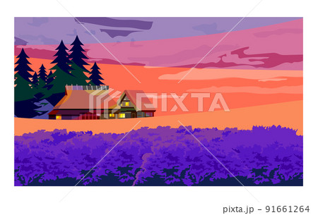 日本の美しい四季を織りなす古民家と合掌作り。 背景としても壁紙としてもご利用ください。 91661264