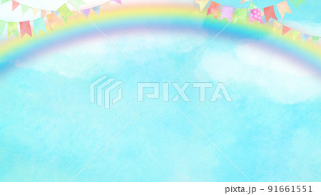 かわいい虹と空の素材 91661551