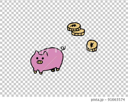 豚の貯金箱のイラスト 91663574