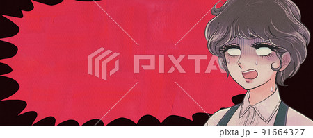 昭和ホラー少女漫画バナー・恐怖!血のふきだし白目女 昭和ホラー少女漫画バナー・恐怖!血のふきだし白目女 91664327