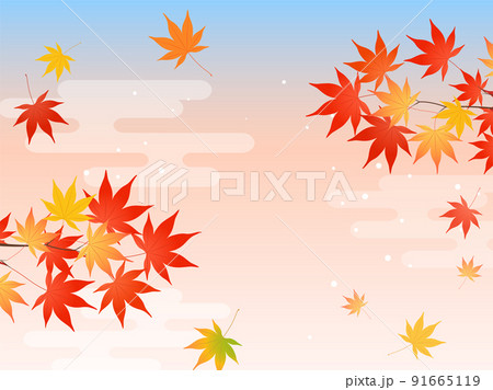 紅葉と朝焼けのイメージ背景 91665119