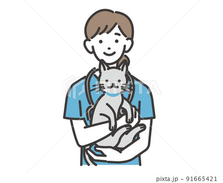 猫を抱っこする動物病院で働く獣医やスタッフのベクターイラスト素材/犬や猫/ペット/トリミング/病院 猫を抱っこする動物病院で働く獣医やスタッフのベクターイラスト素材/犬や猫/ペット/トリミング/病院 91665421