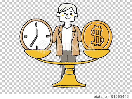 使った時間に対して対価を払う　現代人の時間の使い方についてのコンセプトアート 91665443