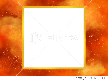 オレンジ色の銀河の四角いフレーム 91665614