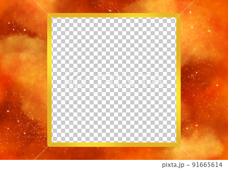 オレンジ色の銀河の四角いフレーム 91665614