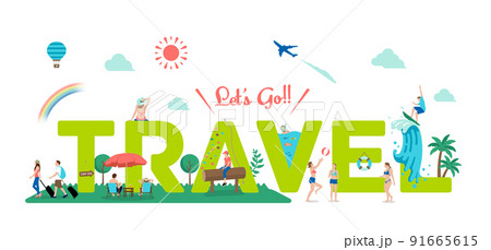 "Let's go Travel" バケーション・旅行・レジャー モチーフ ベクターイラスト  91665615