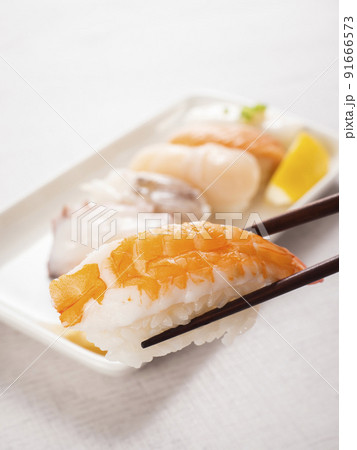塩レモンで食べるにぎり寿司 91666573