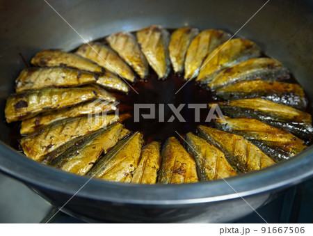Thai food menu salted boiled mackerel, focus selective. Thai food menu salted boiled mackerel, focus selective. 91667506