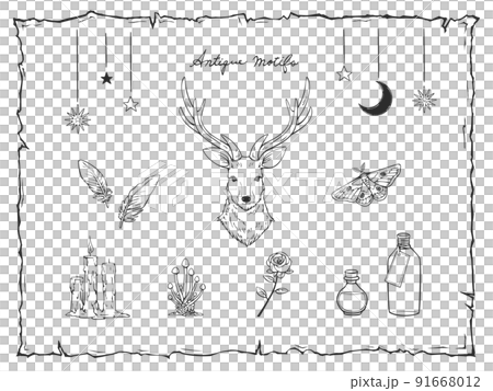 Monochrome illustration of antique motif 91668012