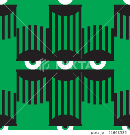 Bauhaus eye seamless pattern. Minimal geometric design of the 20s. Abstract vector template with elements of primitive forms.  91668526