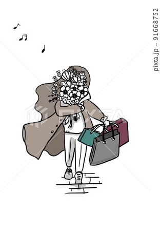 買い物帰りの女の子 91668752