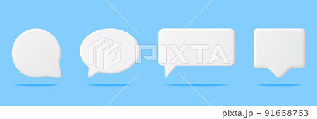 3D White Blank Speech Bubbles Set Isolated. 91668763