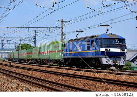 東海道線を走るEF210-328コンテナ貨物列車 東海道線を走るEF210-328コンテナ貨物列車 91669122