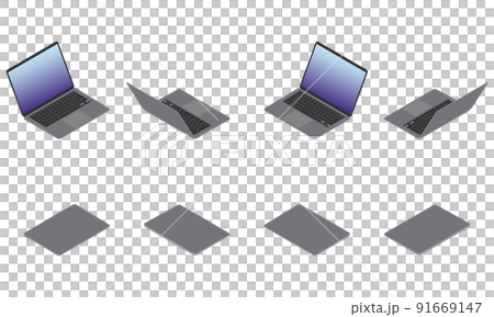 ノートパソコンのアイソメパース（スペースグレイ） 91669147