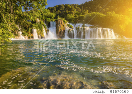 Beautiful Skradinski Buk Waterfall In Krka National Park - Dalmatia Croatia, Europe 91670169
