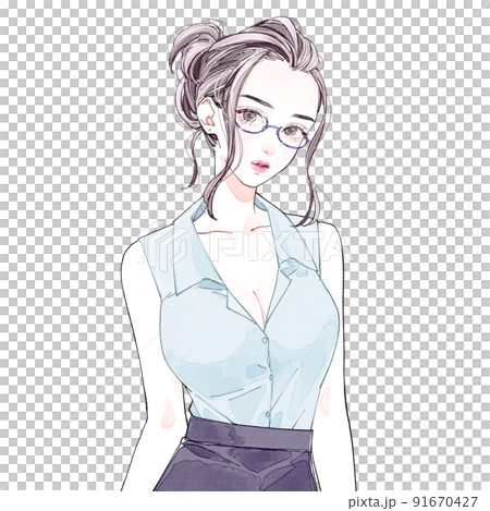 眼鏡をかけた女性 91670427